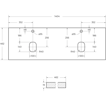 Столешница под раковину BelBagno 140 EK-140-2-BL