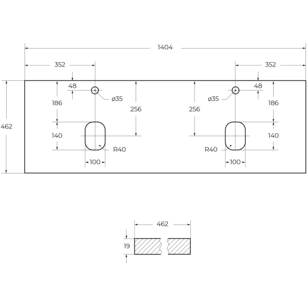 Столешница под раковину BelBagno 140 EK-140-2-BL