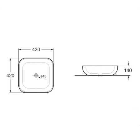 Раковина накладная (42х42) Vincea VBS-103 белый