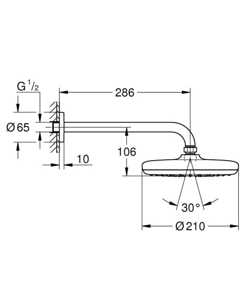 Верхний душ GROHE Tempesta 210 1022182430 (черный матовый) Верхний душ GROHE Tempesta 210 1022182430 (черный матовый)