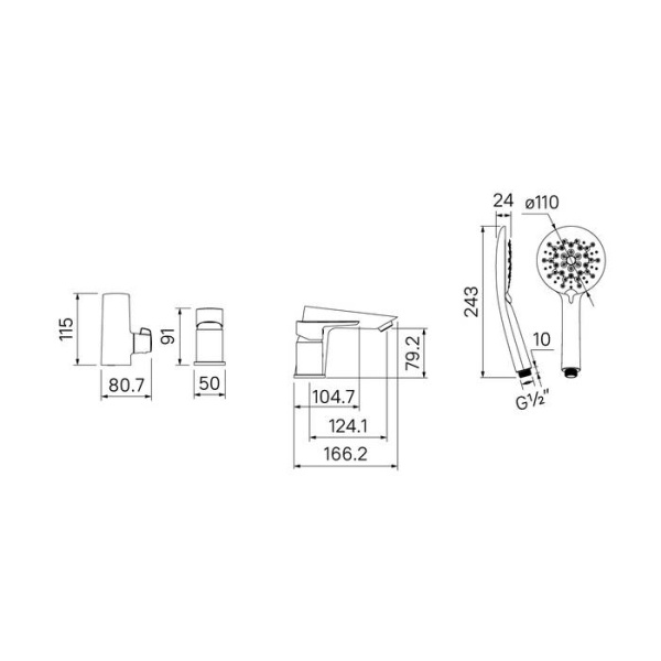 Смеситель на борт ванны IDDIS Cloud на 3 отверстия с керамическим дивертором (CLOWG30i07)