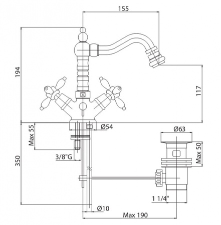 Смеситель для биде Cezares BS2-03/24
