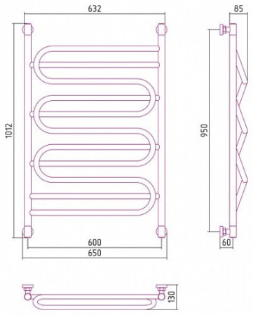 Водяной полотенцесушитель Сунержа Иллюзия+ 00-0210-9560