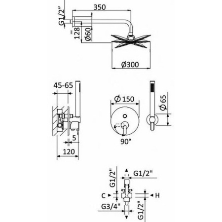 Душевой комплект Cezares Leaf LEAF-DSIP-30-L-01
