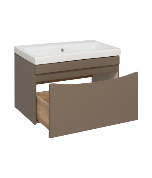 Тумба под раковину Runo подвесная бежевая (под умывальник Moduo 80 ) Афина 80 (00-00001214)