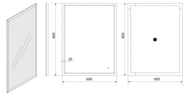 Зеркало с подсветкой Art&Max Aversa AM-Ave-600-800-DS-F