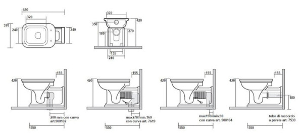 Унитаз напольный приставной Kerasan Waldorf 411601bi