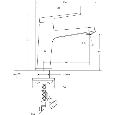 Смеситель для раковины BelBagno Ardente ARDENTE-LVM-CRM-W0