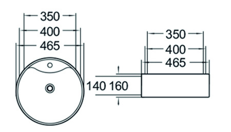 Раковина накладная (46,5х46,5) SantiLine SL-1069MB