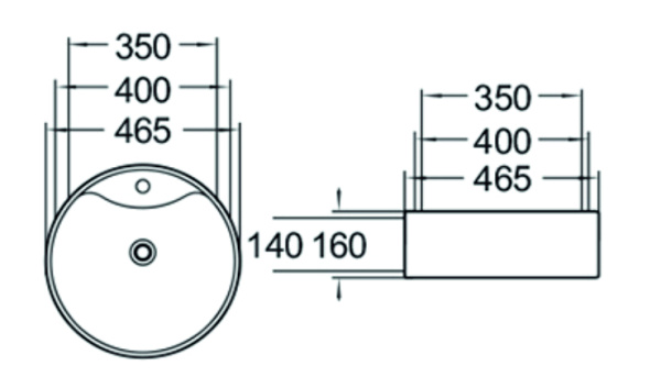 Раковина накладная (46,5х46,5) SantiLine SL-1069MB