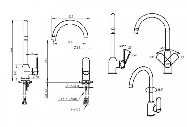 Смеситель для кухни Bravat Louise F7191183CP-RUS