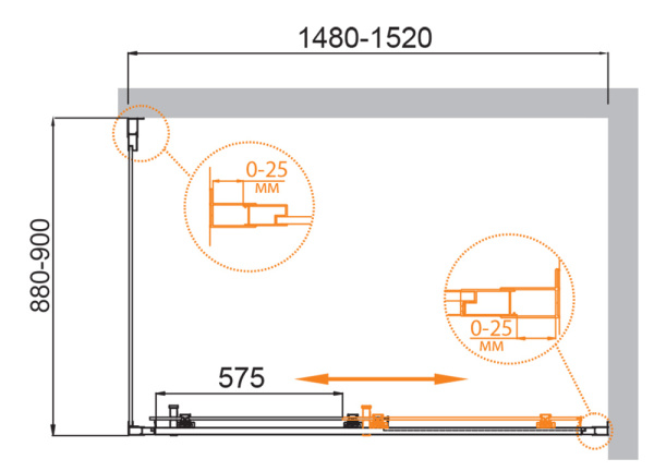 Душевой уголок (150х90) CEZARES MOLVENO MOLVENO-AH-11-150/90-P-Cr