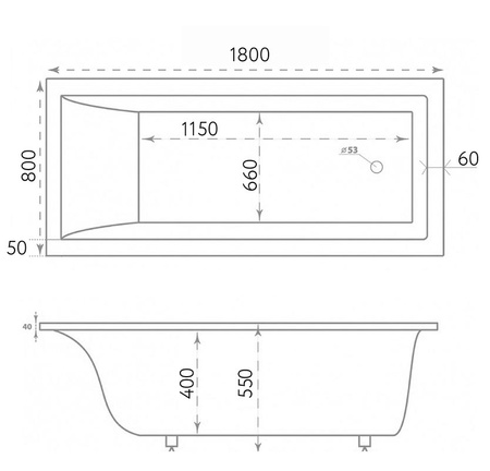 Ванна из литьевого мрамора Marmo Bagno Алесса NEW (180х80) MB-ALN180-80