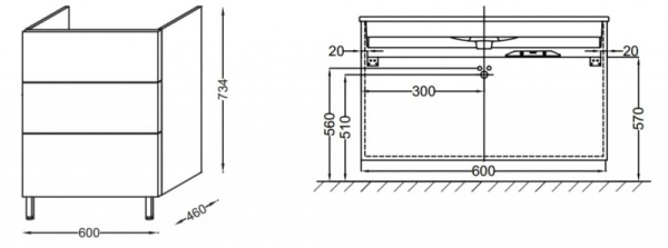Тумба для раковины Jacob Delafon Vox 60 EB3000-R1-442