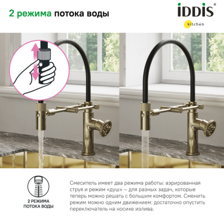 Смеситель для кухни IDDIS с гибким изливом Grange (GRAMGFLi05)
