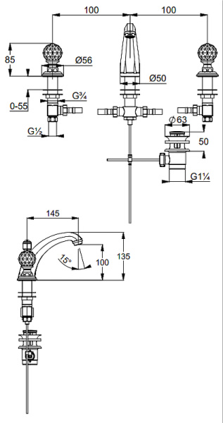 Смеситель для раковины Kludi Adlon/1926 5104345G4