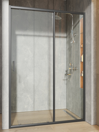 Душевая дверь (130,5х190) Orange E02-130TB матовый черный