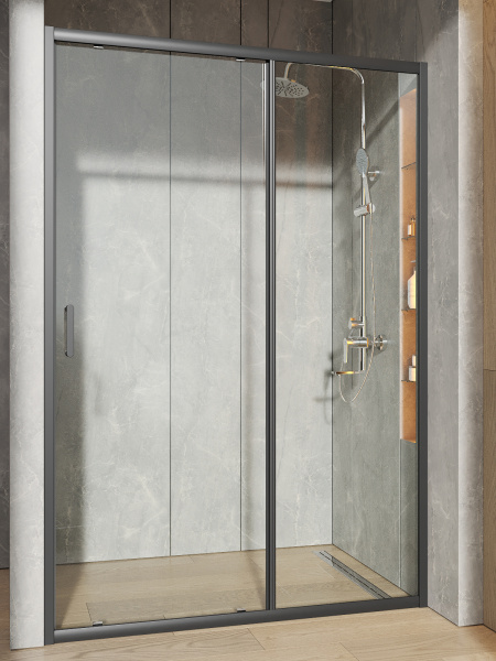 Душевая дверь (130,5х190) Orange E02-130TB матовый черный