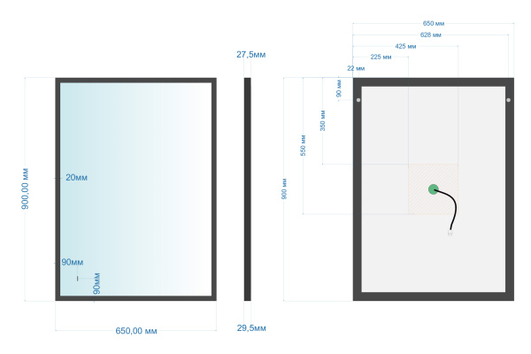 Зеркало ABBER See AG6110SC-0.65 с подсветкой, бесконтактный выключатель, диммер, черный