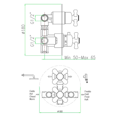 Смеситель для душа встраиваемый с термостатом Webert Armony AM970902065, бронза