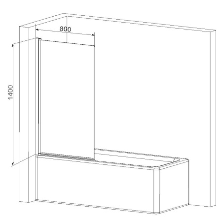 Шторка для ванны (140х80) Am.Pm Gem W90BS-D080-140CT