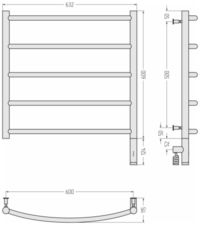 Полотенцесушитель электрический Сунержа Галант 3.0 (60х60) 03-5801-6060 правый