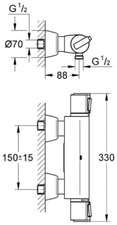 Термостат для душа GROHE Grohtherm 2000 34169 000 (34169000) хром