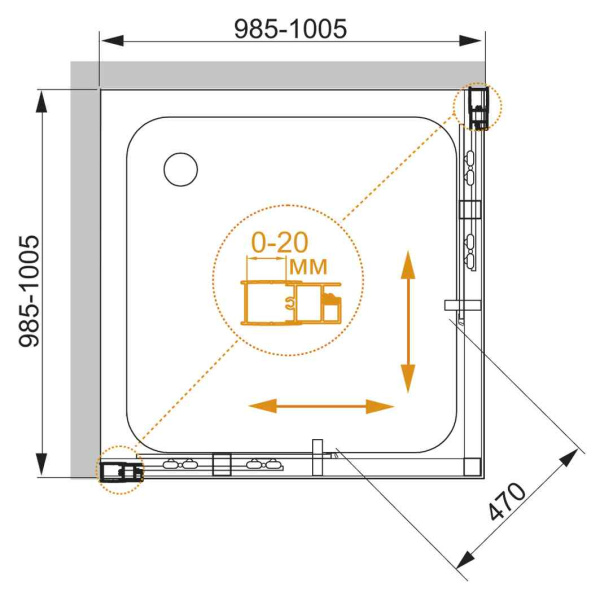 Душевой уголок (100х100) CEZARES MOMENTO MOMENTO-A-2-100-C-Cr