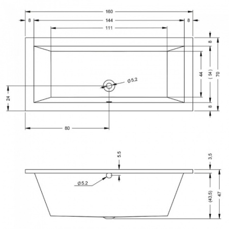 Ванна акриловая (160x70) Riho Lusso B013001005