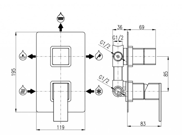 Смеситель встариваемый для ванны Rav Slezak Loira LR587.3