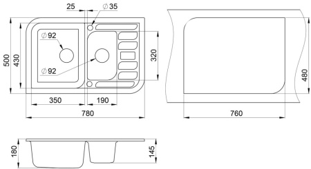 Кухонная мойка (78х50) EMAR EMQ-2780.Q Барит