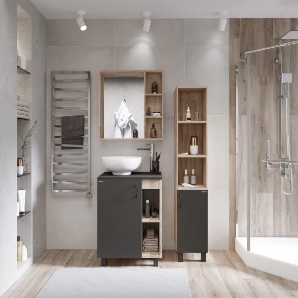 Тумба напольная Grossman ФЛАЙ-60 106002  см дуб сонома/серая