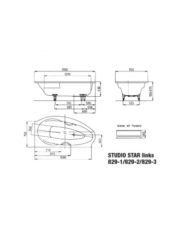 Стальная ванна (170х90) L Kaldewei Studio Star 222900010001