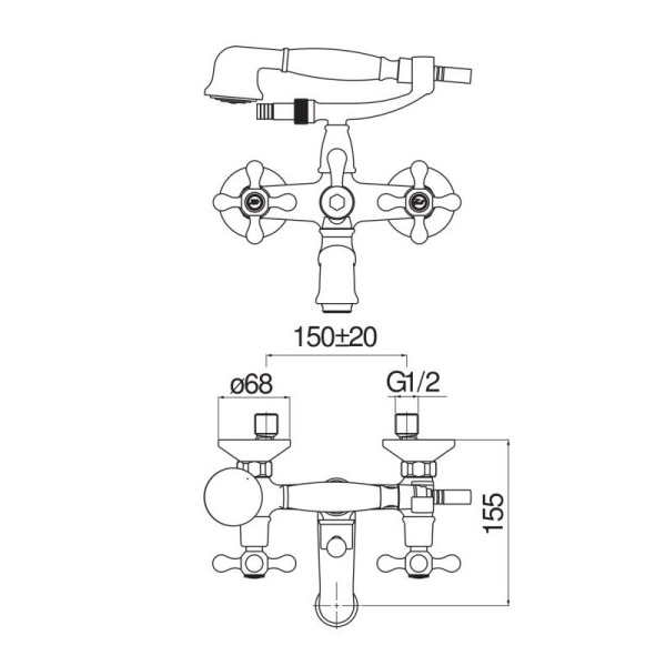 Смеситель для ванны Nobili Grazia GRC5001BR