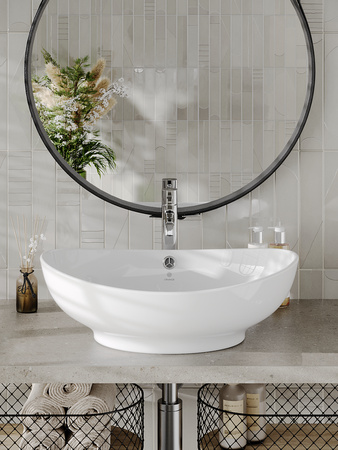 Раковина накладная (58,5х38) Orange  B08-585w белый глянец