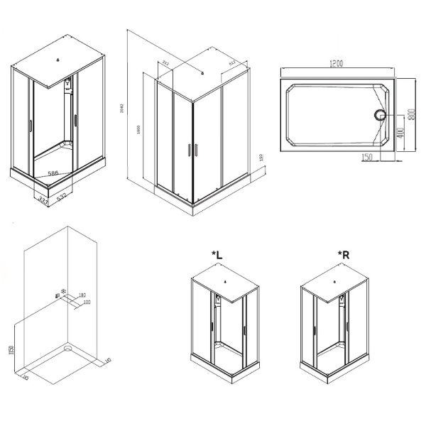 Душевая кабина AM.PM Gem 120х80 W90C-404-12080MT