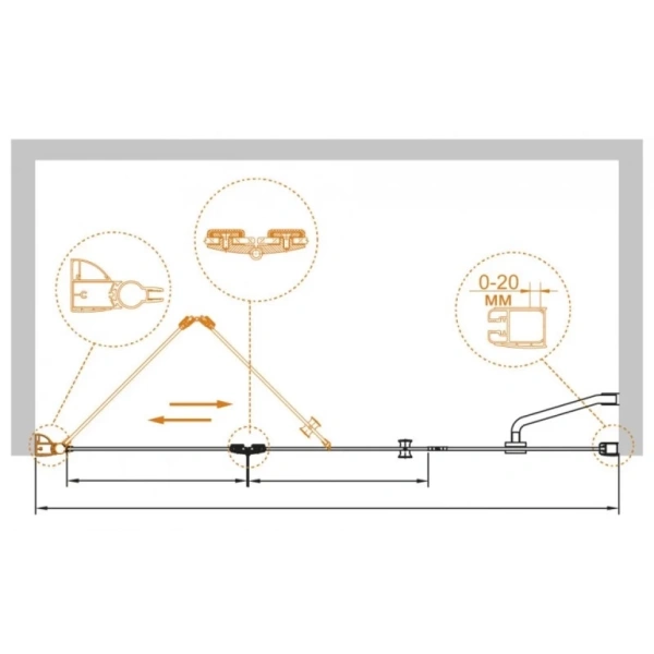 Душевая дверь (163х195) CEZARES ELENA ELENA-W-BS-13-80+45/45-C-Cr