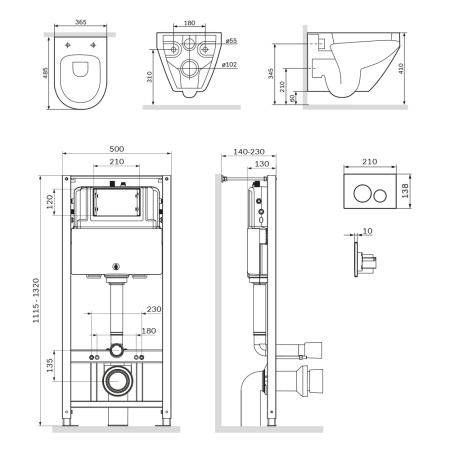 Комплект унитаза с инсталляцией Am.Pm Spirit 2.0 IS49051.701700