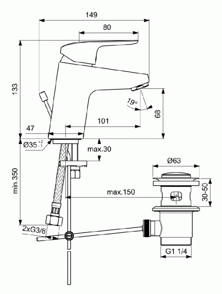 Смеситель для раковины Ideal Standard Ceraflex B1707AA