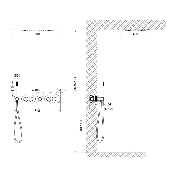 Душевая система встроенная с термостатом Timo Saona черное золото SX-2319/18SM