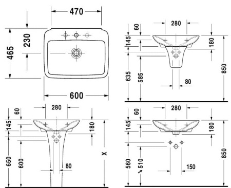 Подвесная раковина Duravit 2701600000