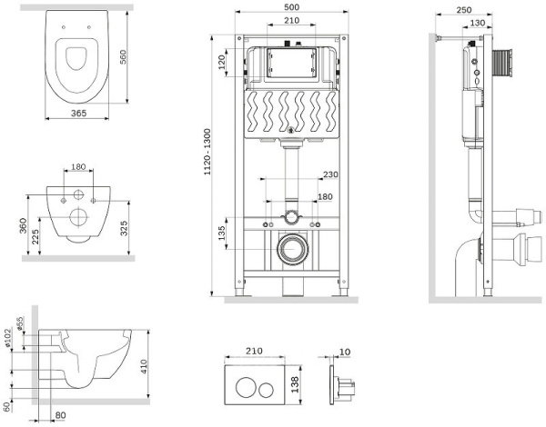Комплект унитаза с инсталляцией AM.PM Spirit V2.0 FlashClean IS47001.111738