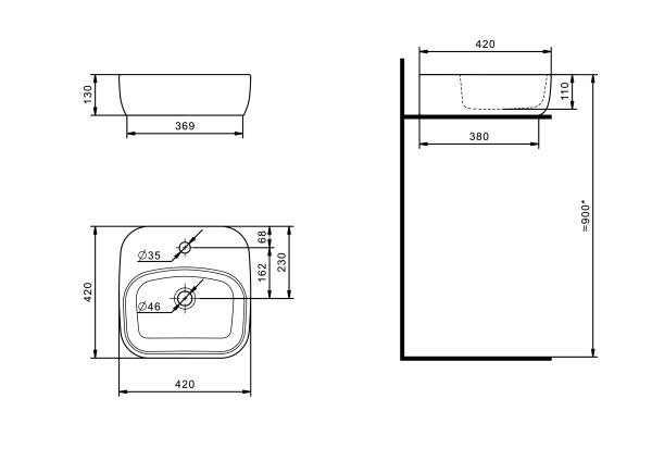 Раковина подвесная (42х42) Santek Одри Soft 1WH501709