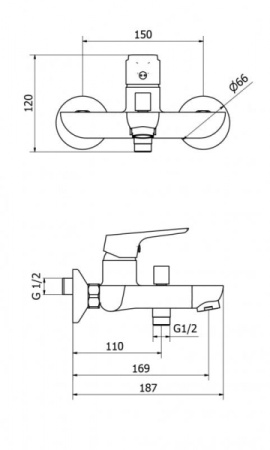 Смеситель для ванны Cezares Bitone BITONE-VM-01