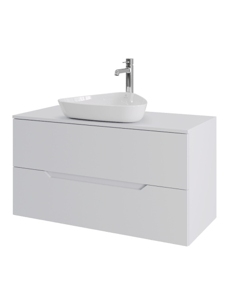 Тумба с раковиной подвесная 100 см, Orange Line Li-100TuwMDF+B07-500W белый