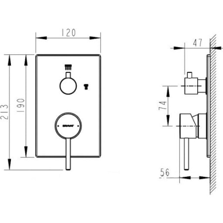 Смеситель для ванны встроенный Bravat Arc P69193C-2-ENG