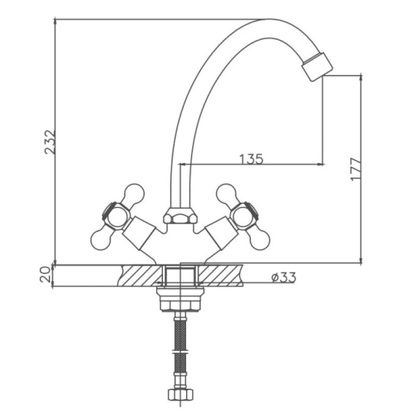 Смеситель для кухни Cron CN4119-2 Смеситель для кухни Cron CN4119-2