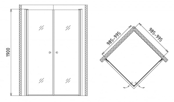 Душевой уголок Gemy New Rockcoco S03162C (100x100 см)