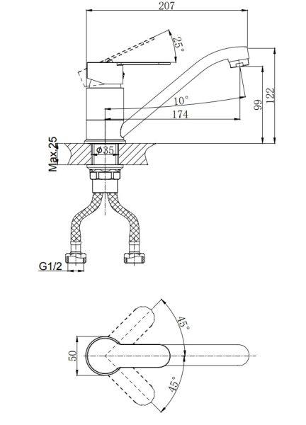 Смеситель для кухни RUSH Tenerife TE2835-25