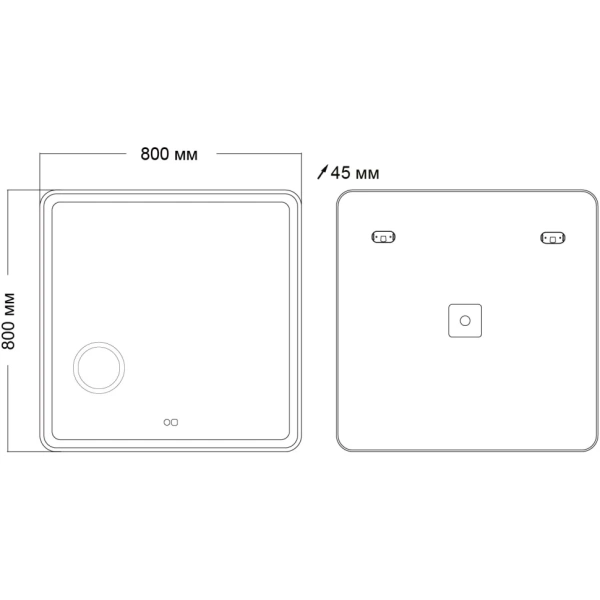 Зеркало (80х80) Grossman Leo 168080 LED с сенсорным выкл.,подогревом и увеличительным стеклом